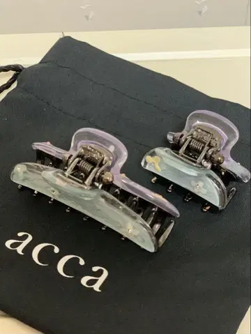 acca 헤어 클립 2개 세트 보라색 파랑 꽃무늬