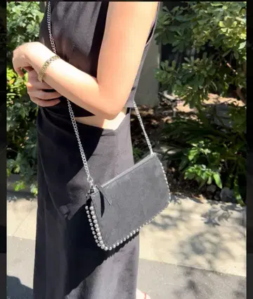 ZARA 자라 체인 숄더 스터드 백 블랙 월렛형