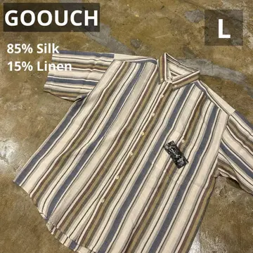 GOOUCH 구치 데드스탁 실크 린넨 스트라이프 반팔 셔츠 L