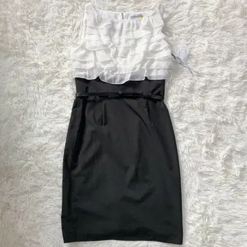 [미사용품] Calvin Klein 무릎 기장 원피스 쉬폰 벨트 M
