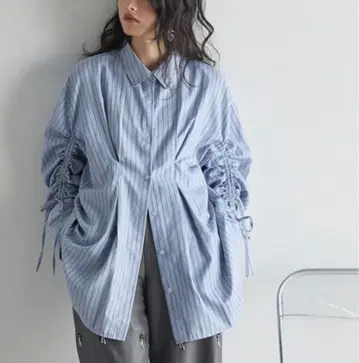 택 포함 새상품! THE YOn 더욘 드로우 스트링 슬리브 허리 턱 셔츠