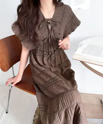 마조리카 플리츠 개더 플레어 원피스 mily bilet S