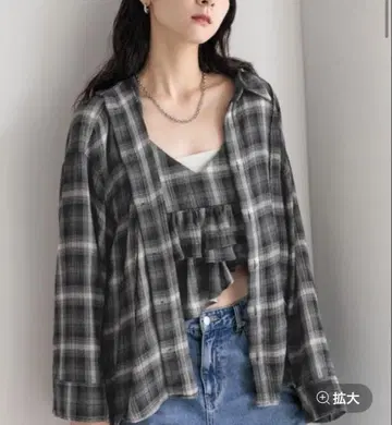 옴브레 체크 셔츠 로리즈팜 미사용 새상품 이번 시즌 신상