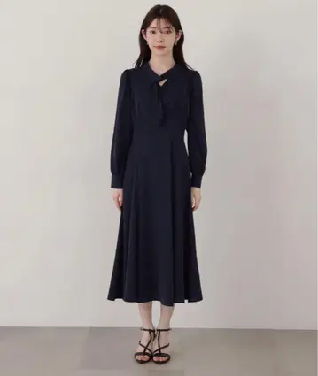 프로포션 바디 드레싱 아지메 보타이 원피스 네이비