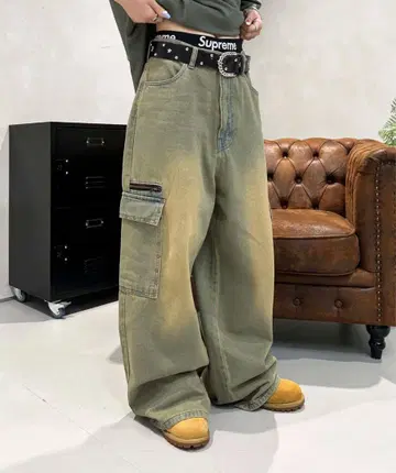 sedacle 스터드 카고 데님 인디고 블루