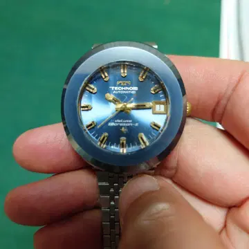 TECHNOS 파란색 다이얼 시계 오토매틱 앤티크