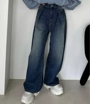 지나시스 턱 와이드 데님 팬츠 컬러 86