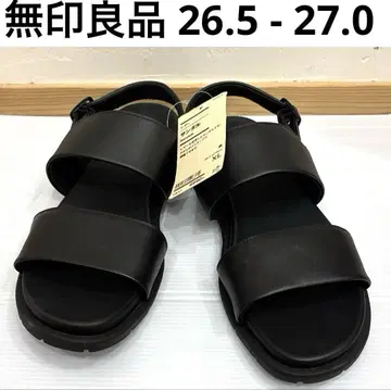 택 포함 새상품 무인양품 가죽 샌들 XXL 26.5~27 블랙 스트랩