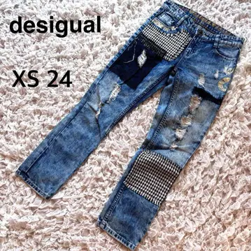 [미품] desigual 패치워크 청바지 24 데시구알 xs
