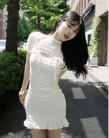 리본 셔링 미니 원피스 darich 다리치