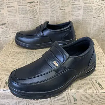 새 상품 남성용 24.5cm 경량 인조 가죽 비즈니스 슈즈 블랙 110N