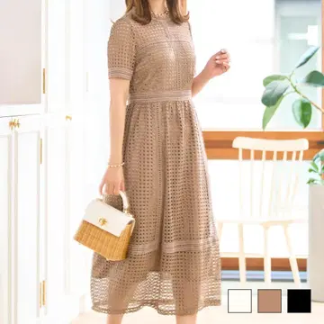 플리마 셰렐 레이스 콤비 시어 원피스 모카