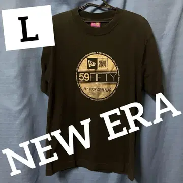 [ 귀중! ] 퍼플 로고 NEW ERA 블랙 x 골드 티셔츠 L 일본제