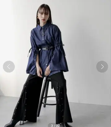 HARE 데님 플레어소매 빅 셔츠