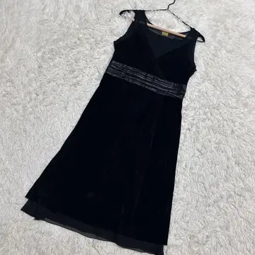 CARPET 양품 슬리브리스 원피스 벨로아 쉬폰 포멀 (M)