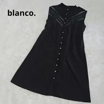 컨디션 최상 블랑코 슬리브리스 레이스 셔츠 원피스 블랙 M