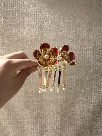 카즈라키요 비녀 칸자시 매화 꽃 금색