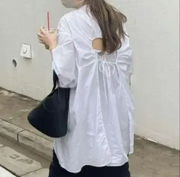ZARA 오픈 백 포플린 셔츠 화이트