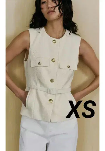 ZARA 벨트 텍스처 베스트 에크루 XS 완판템