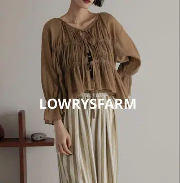 LOWRYSFARM 요우류 셔링 6S 블라우스 브라운