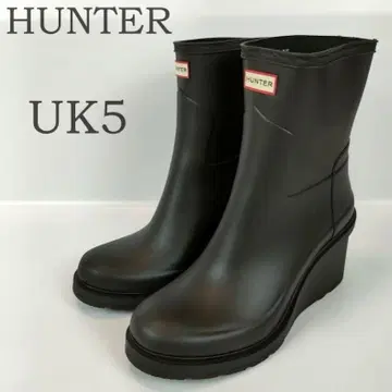 미사용급 Hunter 헌터 통굽 레인부츠 UK5 24cm 상당 블랙