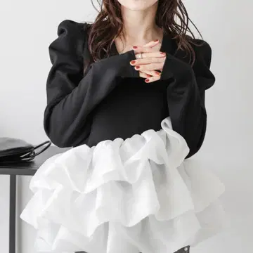 AMELY 벌룬 프릴 도킹 상의