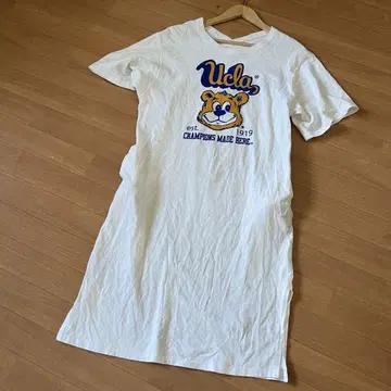 UCLA 베어 로고 티셔츠 원피스 빅 로고 화이트