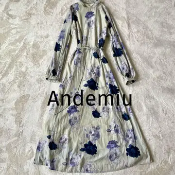 Andemiu 수채 플라워 원피스 꽃무늬 A라인 프리 사이즈