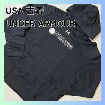 USA 구제 언더아머 후드티 칼리지 로고 블랙 속기모