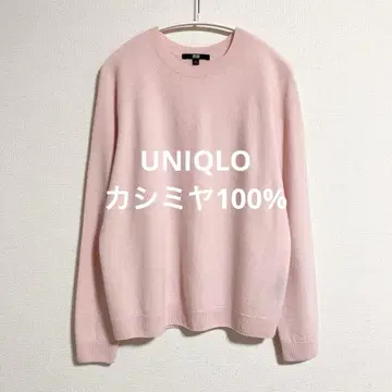 유니클로 3D 캐시미어 크루넥 스웨터 핑크 L