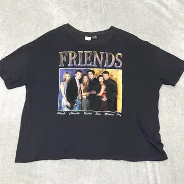 H&M FRIENDS 드라마 티셔츠 오버사이즈 티셔츠 블랙 XL