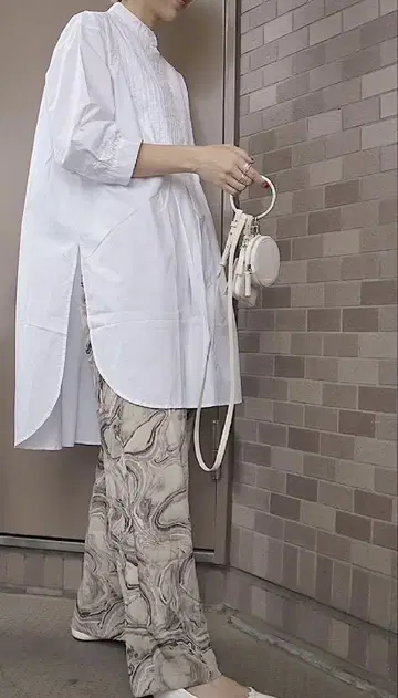 ESICA 마블 패턴 와이드 팬츠 캐주얼