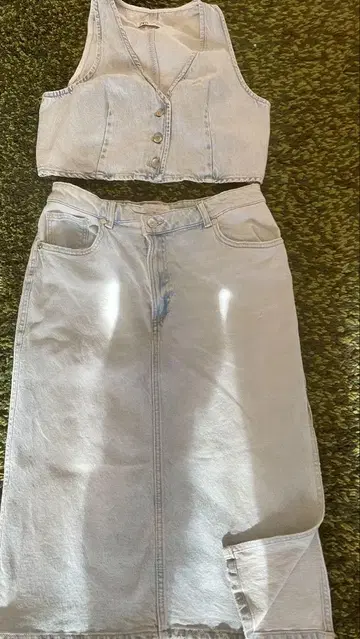 zara 데님 베스트 스커트 셋업 L