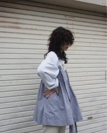 tope. cross strap tunic / gingham p.b