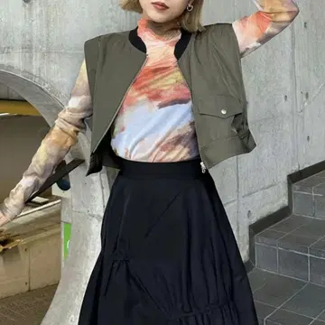 MURUA 크롭 MA-1 베스트 카키 베스트