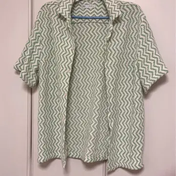ZARA 반팔 셔츠 L 그린 및 베이지