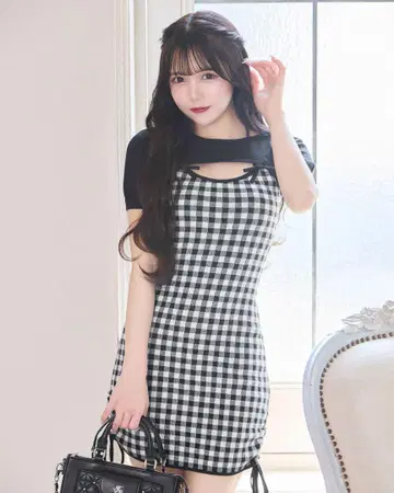 미셸 마카롱 프론트 오픈 리본 미니 원피스