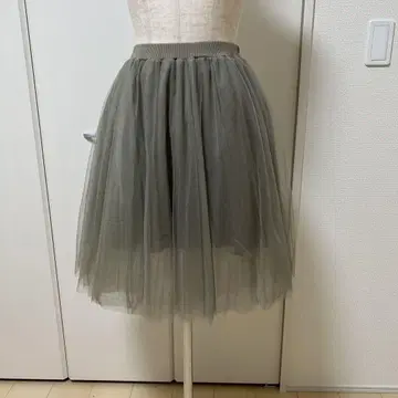 FRAY I.D 카키 튈 스커트