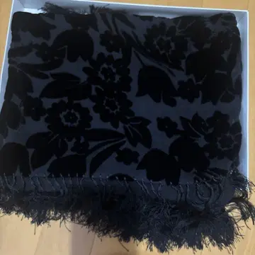 검정 꽃무늬 프린지 스톨 기모노용 숄