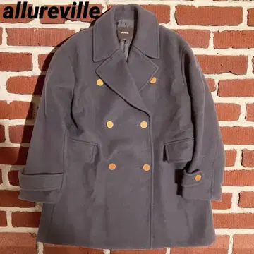 알아바일 금장 버튼 더블 네이비 코트 다크 네이비 울 코트