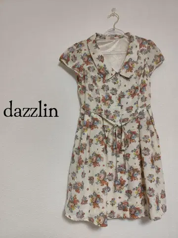dazzlin 플라워 프린트 반팔 미니 원피스