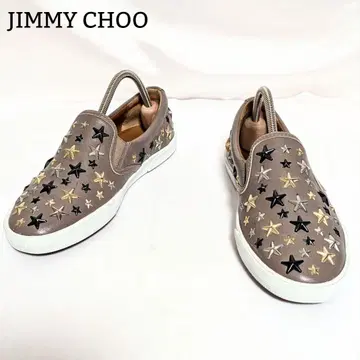 JIMMY CHOO 스타 스터드 가죽 슬립온 그레이지 24cm
