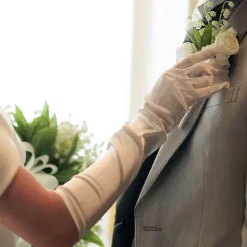 신부님 필견! 새틴 화이트 롱 글러브