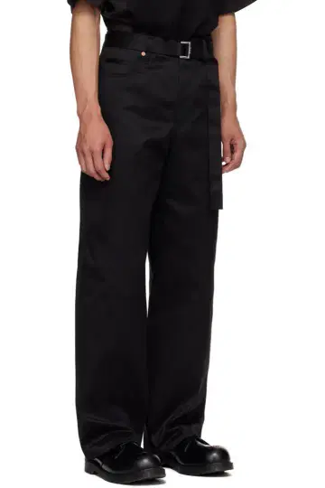 25aw sacai belted cotton chino trousers