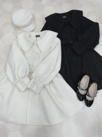 evelyn 호두 큰 옷깃 코트 화이트