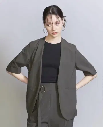 BEAUTY&YOUTH 폴리에스테르 블렌드 하프 슬리브 재킷