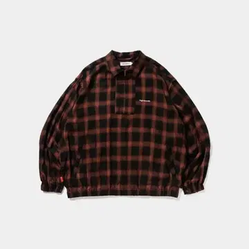 TBPR PLAID HALF ZIP L/S SHIRT BROWN