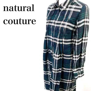 natural couture 체크 무늬 무릎 기장 셔츠 원피스