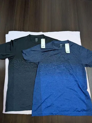 UNIQLO 드라이 EX 크루넥 티 L 사이즈 블랙 & 블루 2매 세트