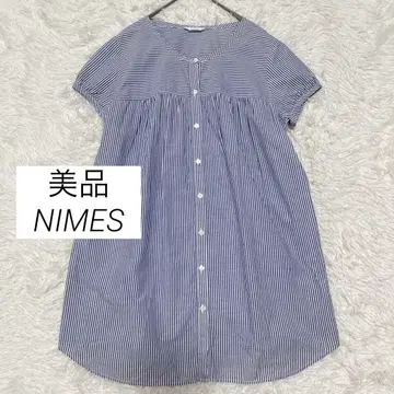 새상품급 NIMES 코튼 100% 스트라이프 블라우스 F